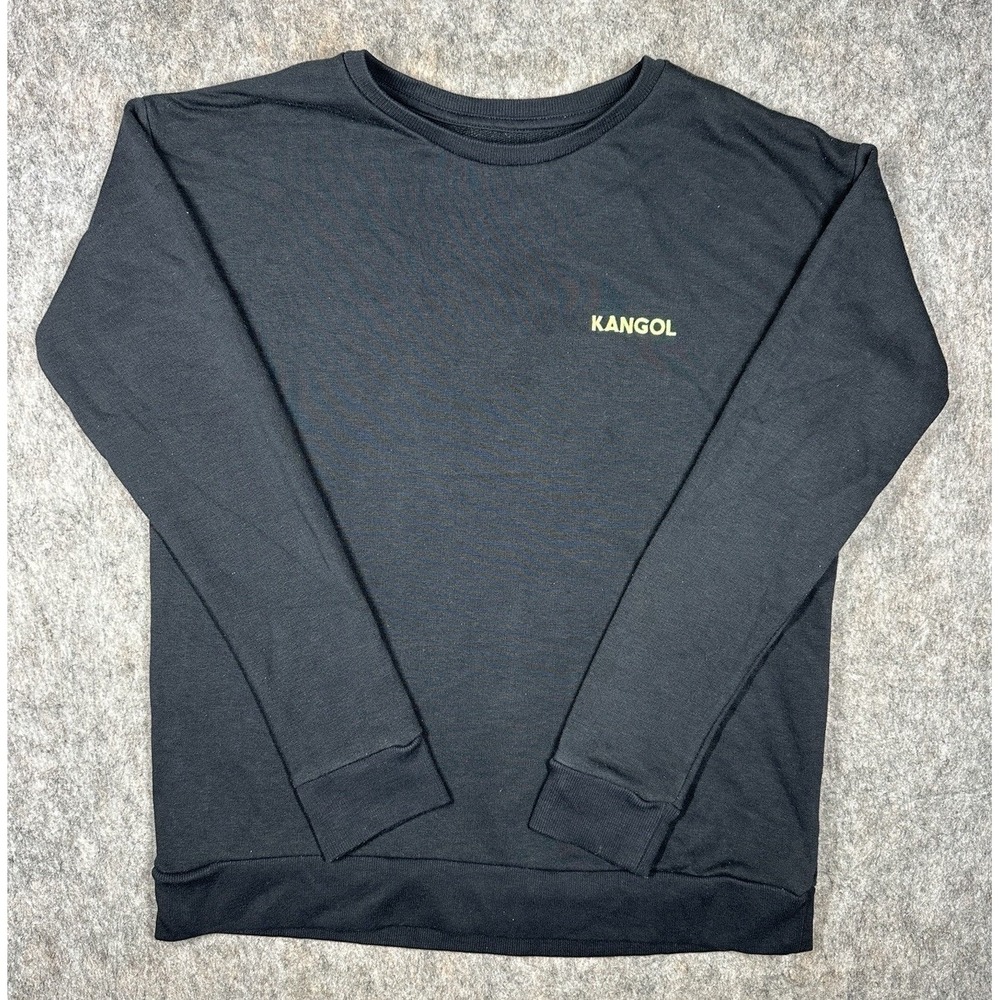 Kangol Crewneck Sweatshirt Mens M Black Green Logo Y2K Streetwear